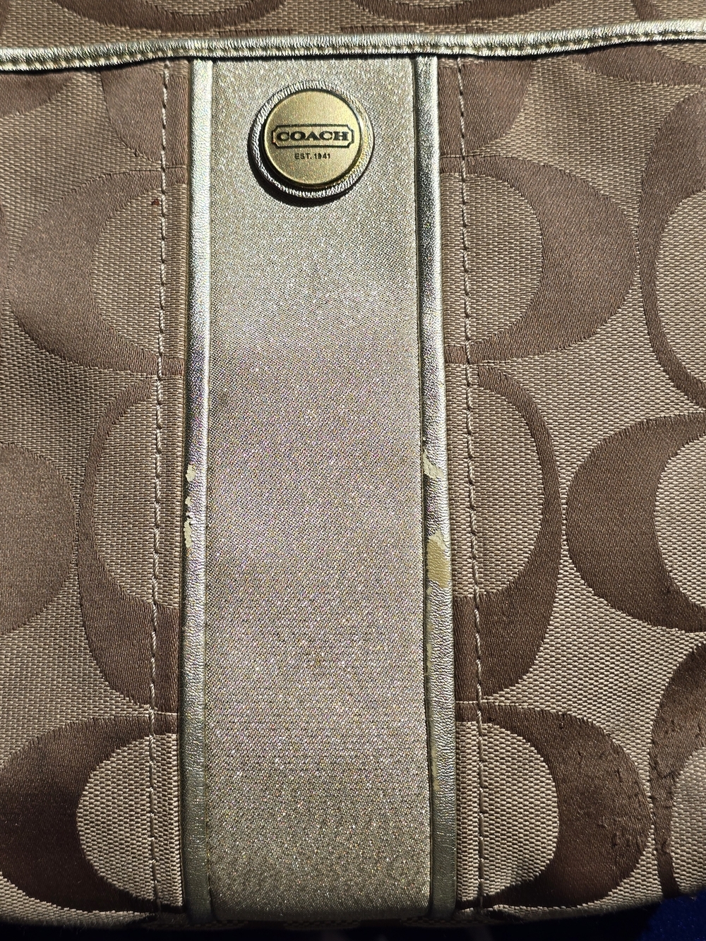 Coach Beige/Tan Signature Crossbody Bag with Adjustable Strap - Picture 5 of 15